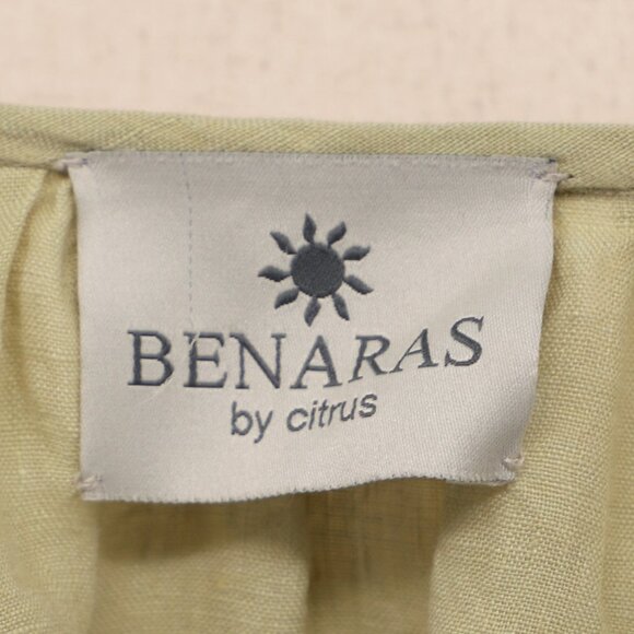 LBENARAS BY CITRUS 100% Linen Embroidered Billowy Blouse Sage Green Size L - Picture 5 of 9